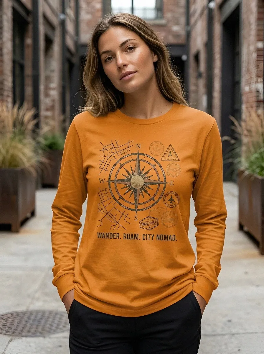 Travel Lover Compass T-Shirt Modern