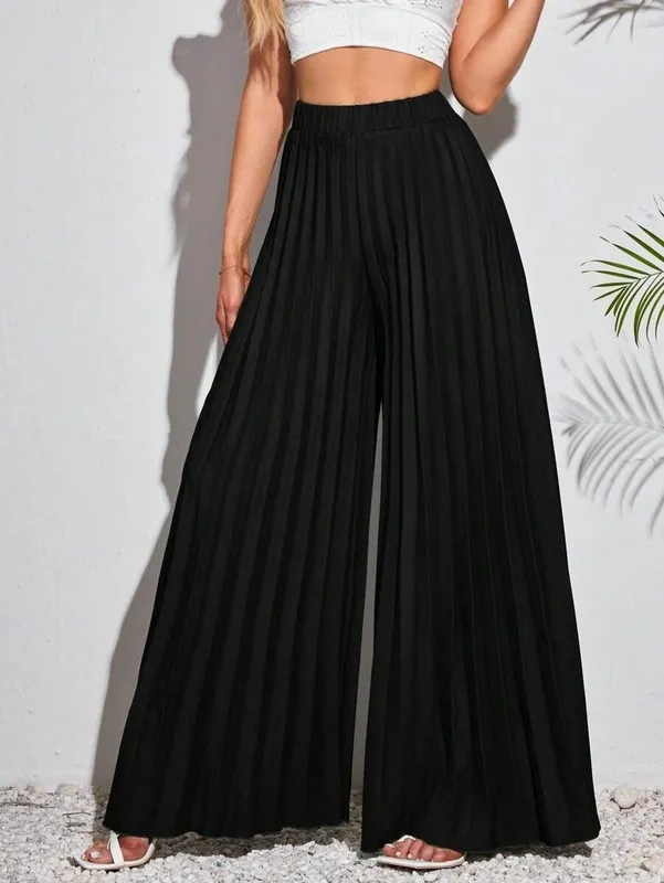 Black Straight Leg Drawstring Pocket Pants