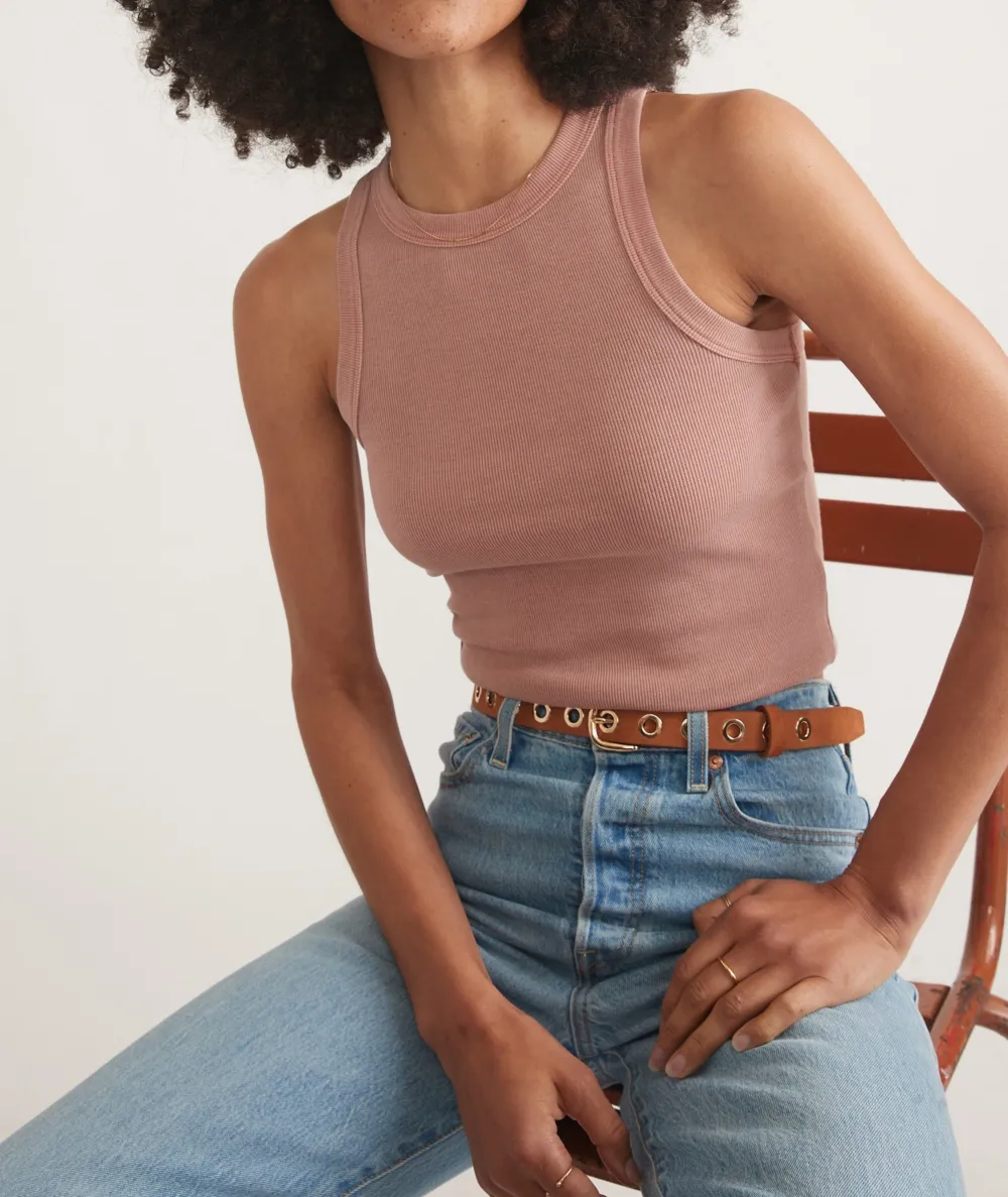 Blush Pink High Neck Crop Tank