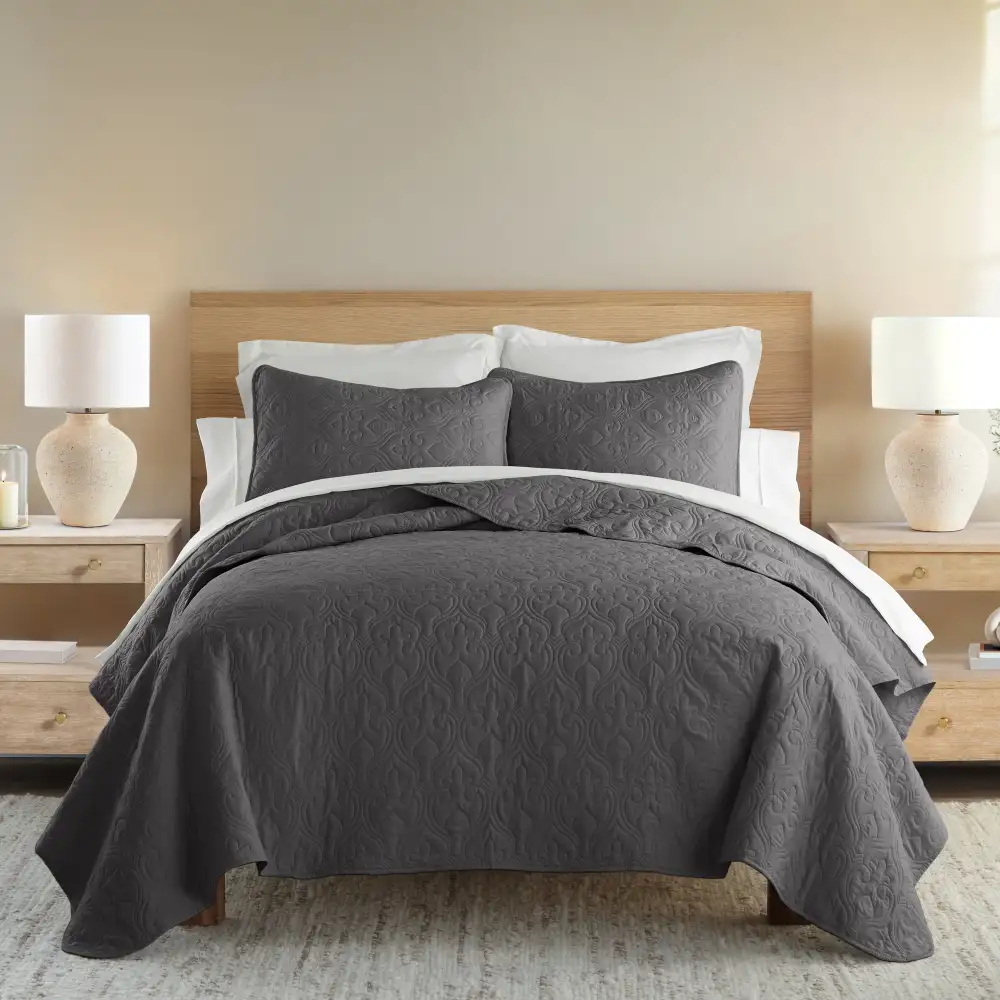 Damask Quilted Coverlet Set