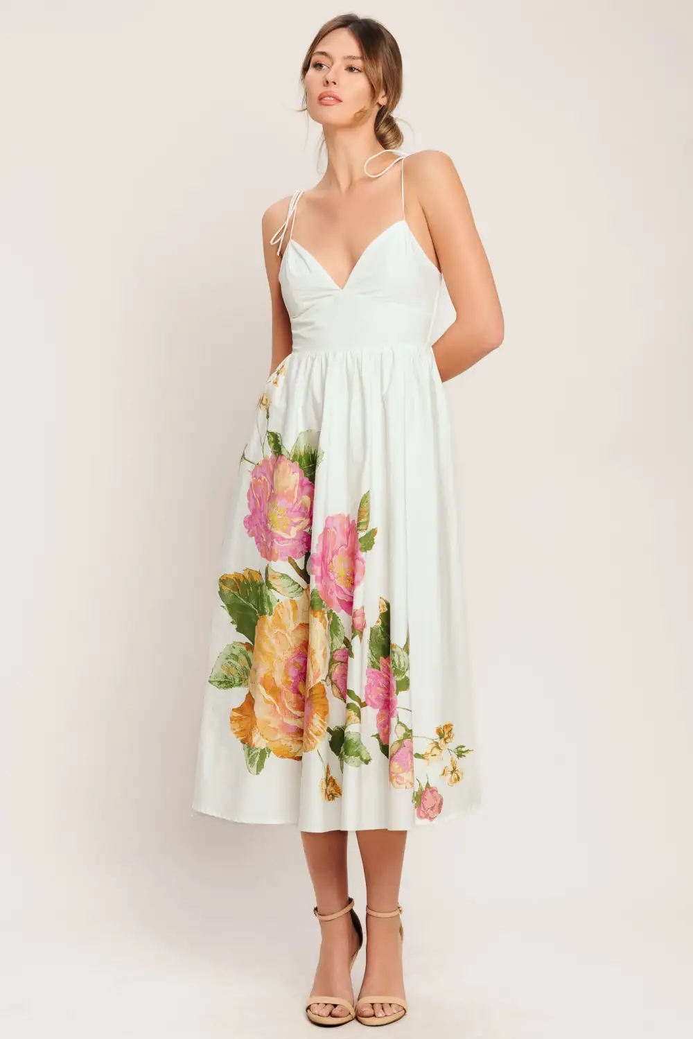 Smocked Cotton Printed Midi Dress
