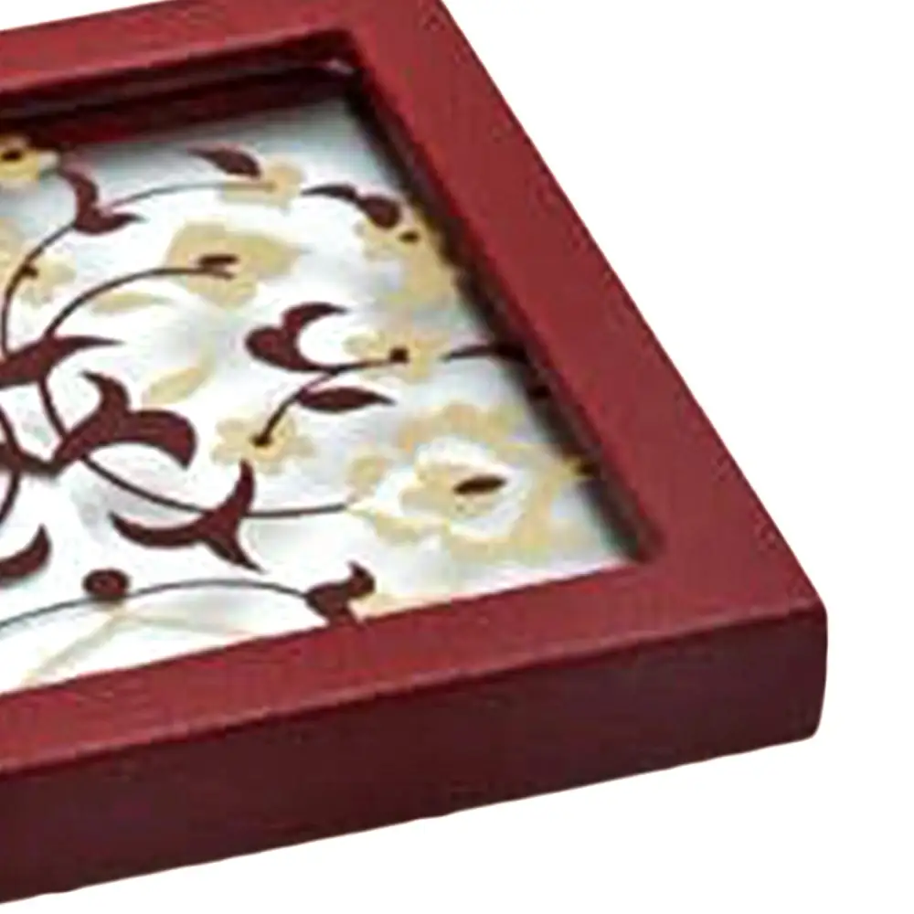 Crimson Faux Leather Coaster Set