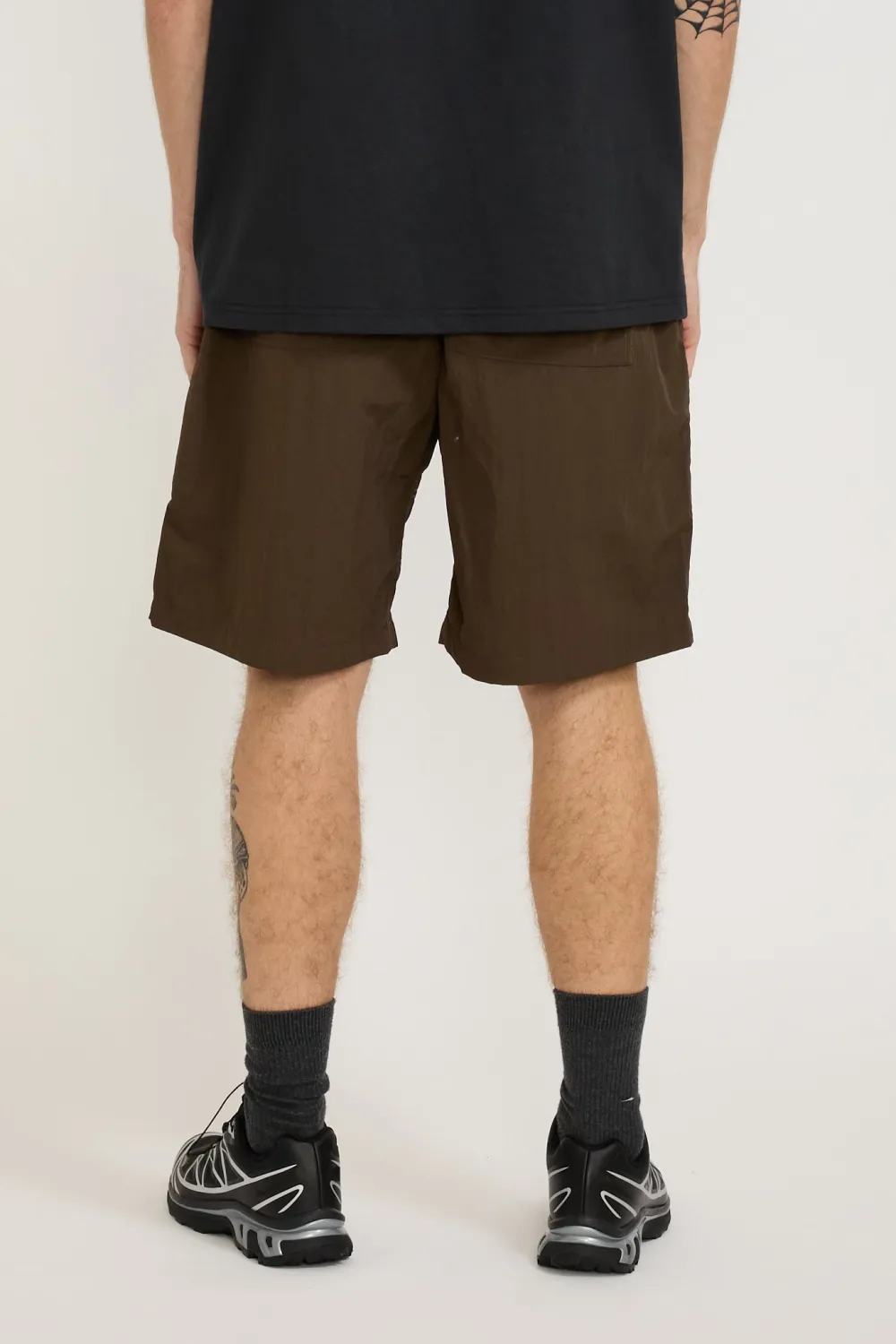 Deep Brown Nylon Loose Fit Shorts
