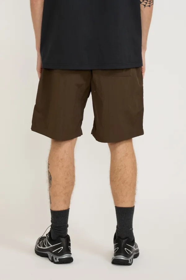 Deep Brown Nylon Loose Fit Shorts
