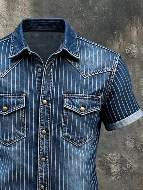 Men's Retro Pocket Short-Sleeve Shirt