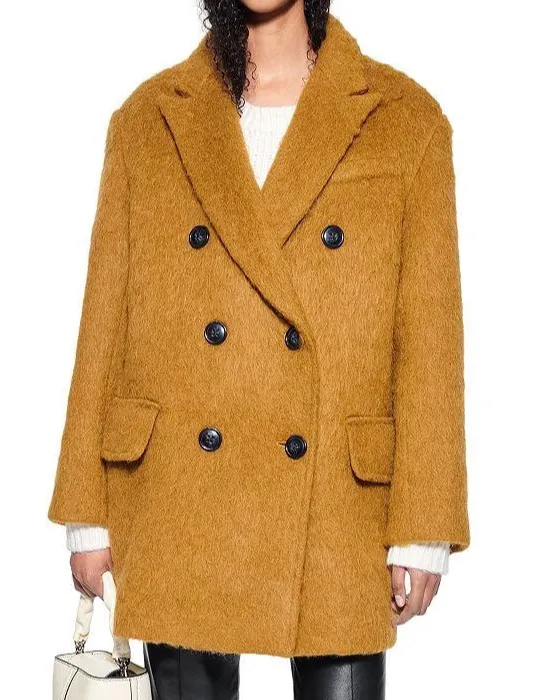 Wool Blend Collared Long Sleeve Jacket