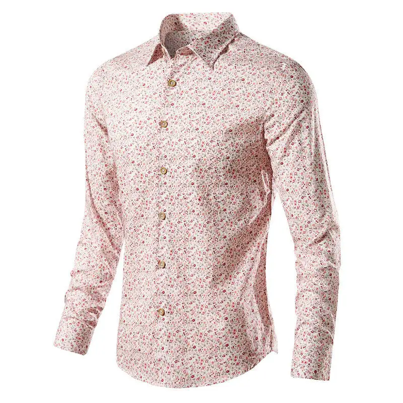 Men's Narrow-cut Floral Shirt With Classic Collar And Full Button Placket