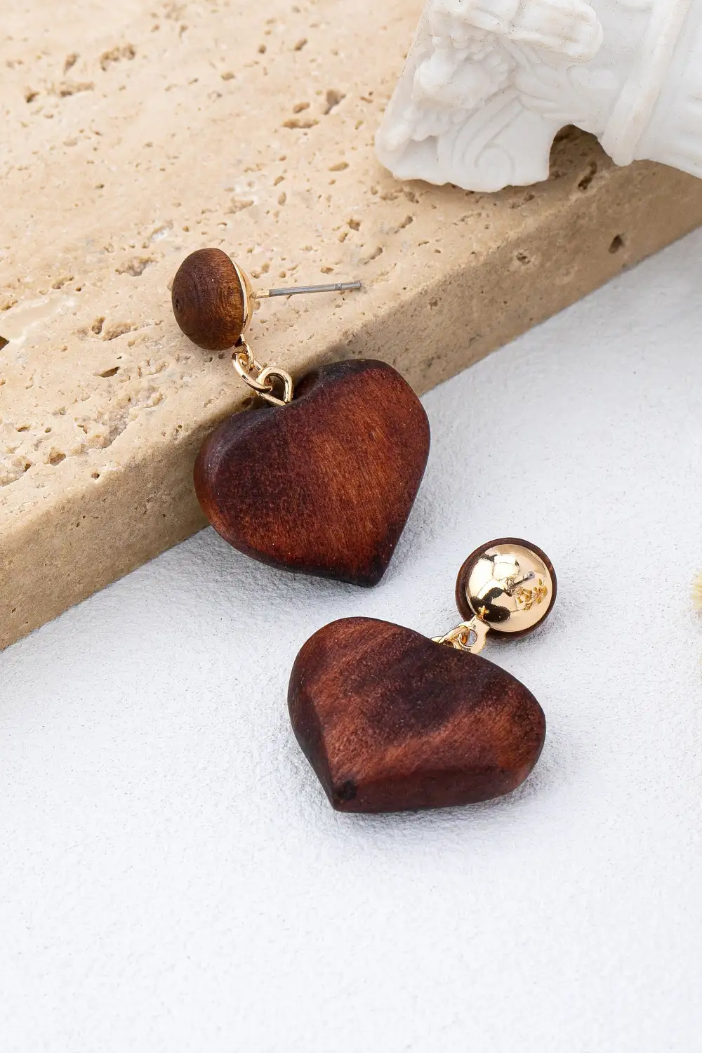 Wooden Heart Drop arrings