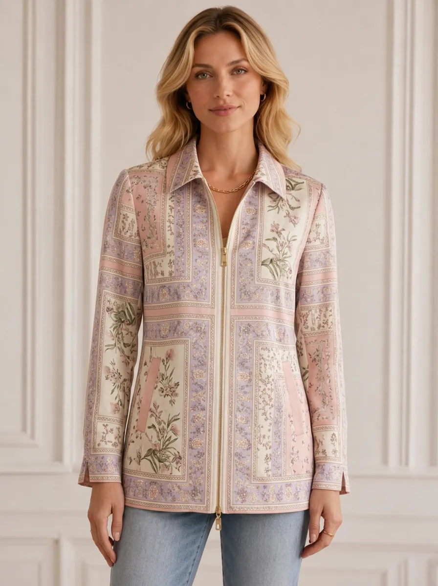 Women's Floral Patchwork Zip Jacket