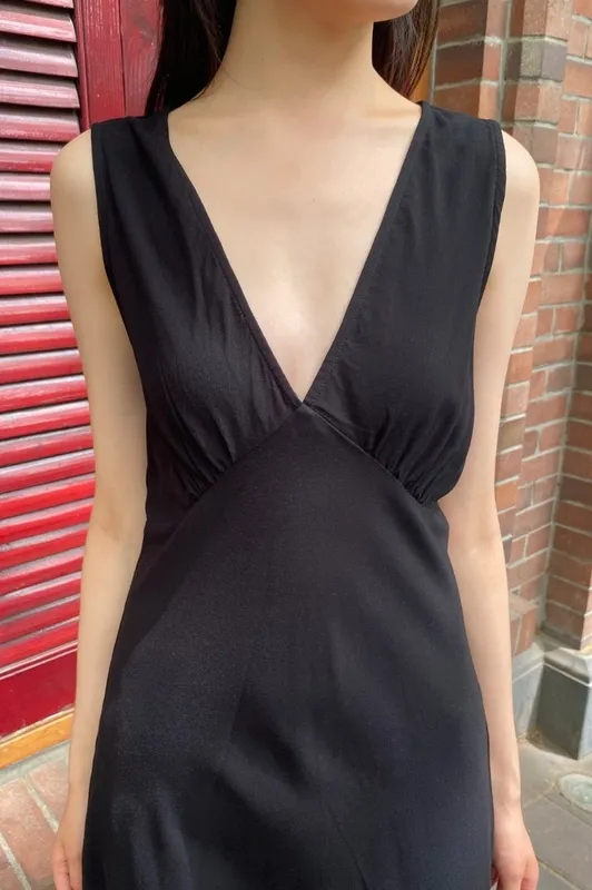 Black V Neck Dress