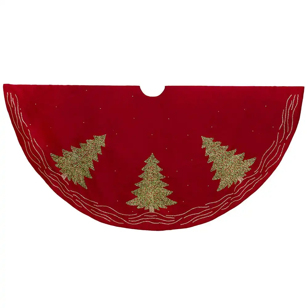 Embroidered Tree Motif Tree Skirt