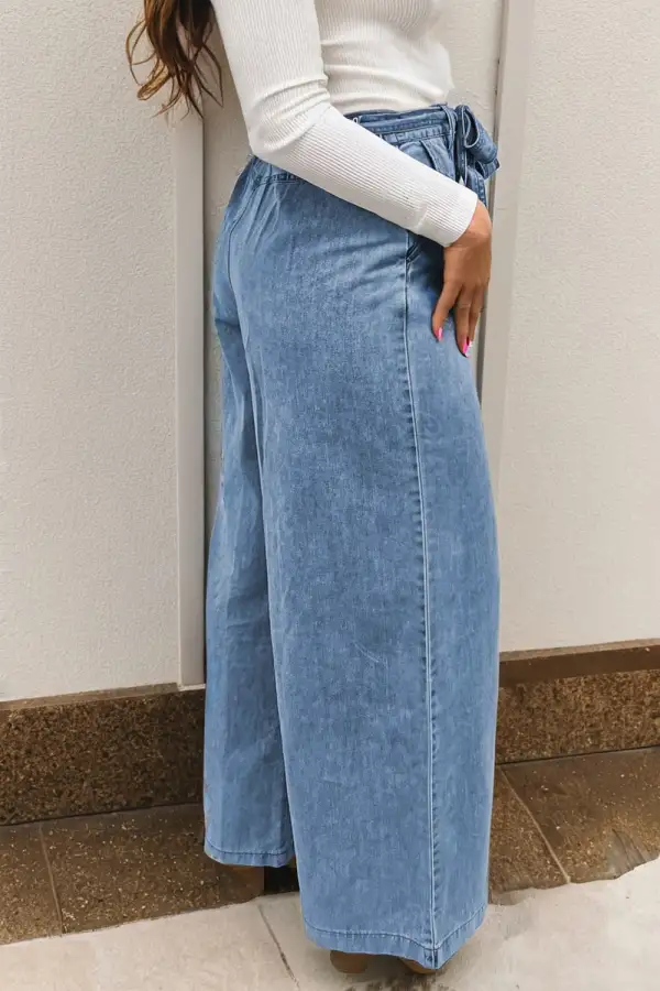 Wrap Ruffled Denim Jeans
