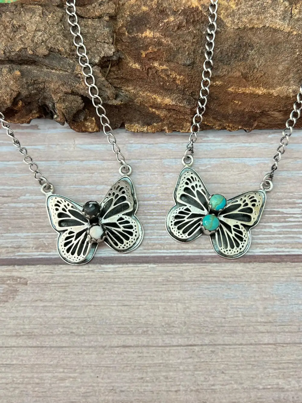Butterfly Turquoise Sterling Silver Necklace