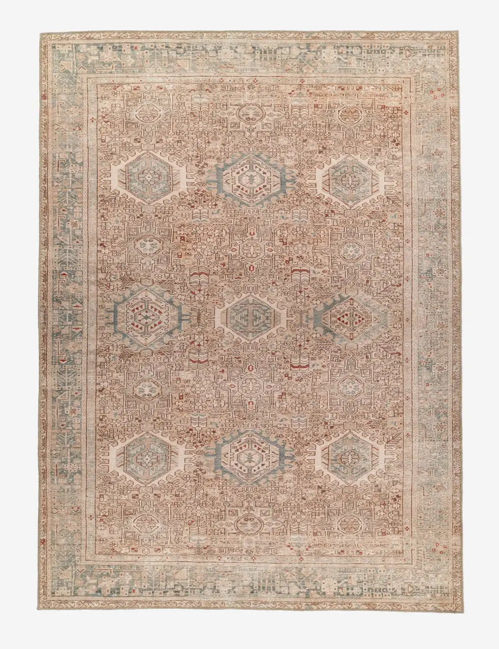 Timeless Performance Traditional Motif Distressed Machine Woven Synthetic Fiber Area Rug