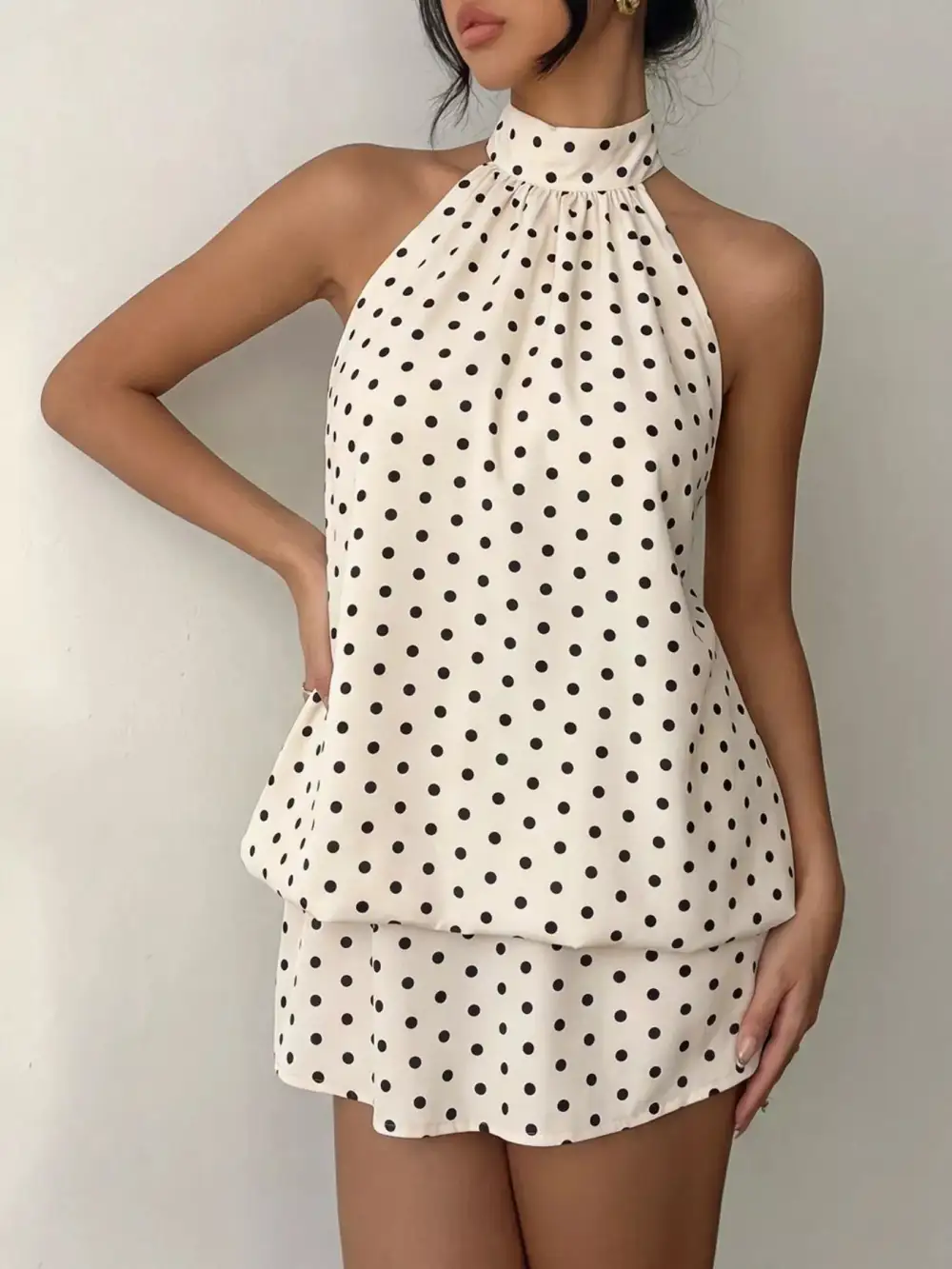 Halter Polka-Dot Mini Dress
