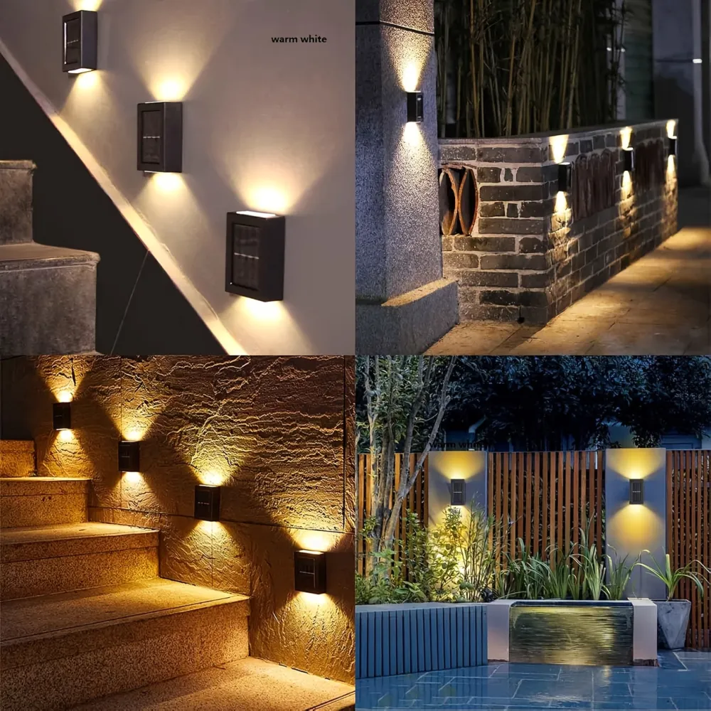 2 Pcs Outdoor Solar Wall Sconce