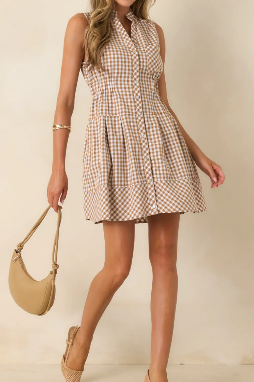 Gingham Sleeveless Mini Dress
