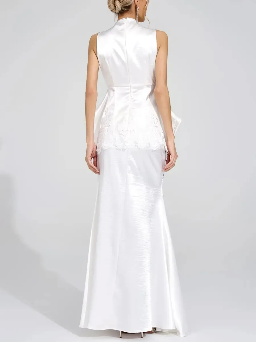Isla Satin Lace-Overlay Sleeveless Mermaid Maxi Dress Sets