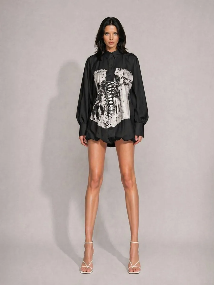 Alaina Niche-Style Printed Long-Sleeve Shirt