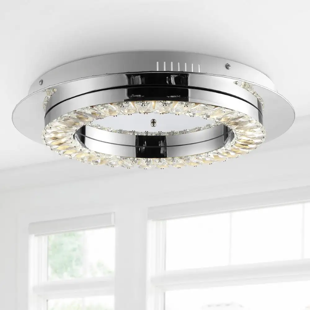 Integrated Iron/crystal Glam LED Flush Mount 18 Inch