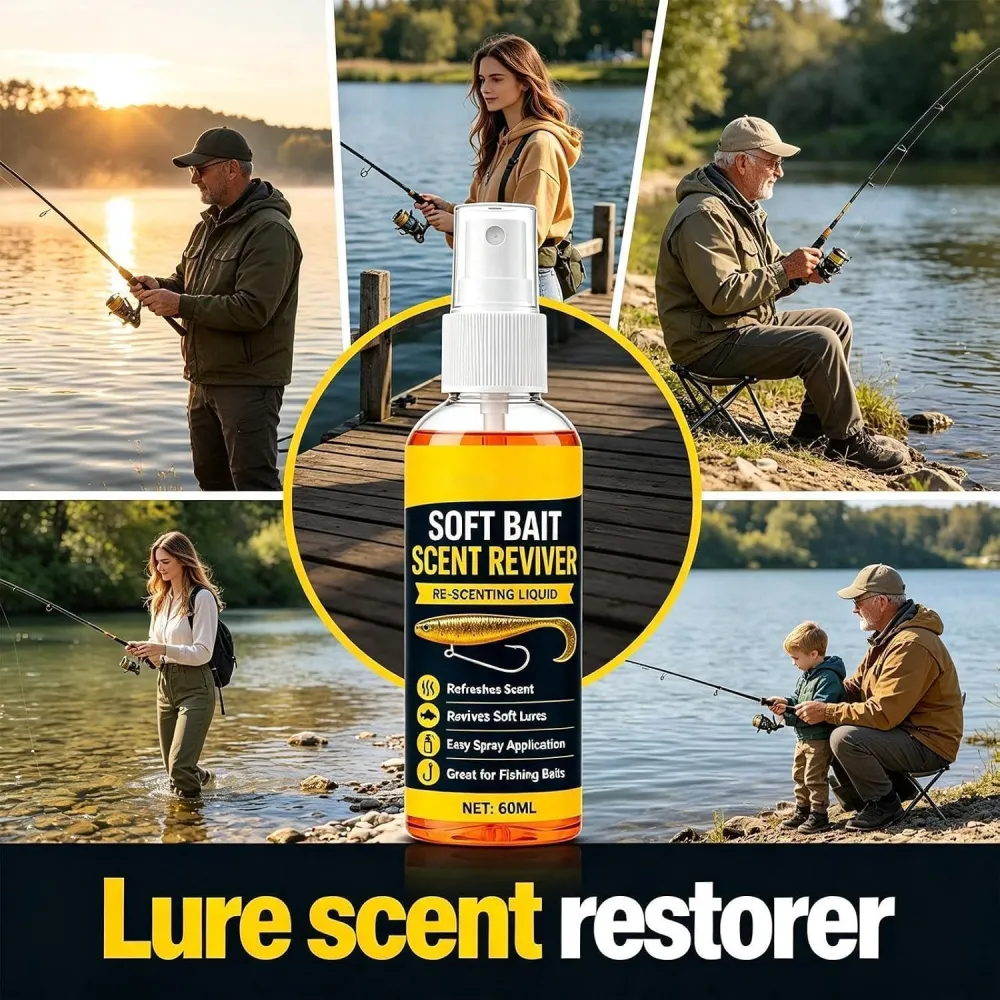 Soft Bait Scent Booster Spray, Soft Plastic Lure Scent Renew Spray, High‑Concentration Fishing Lure Scent Reviver