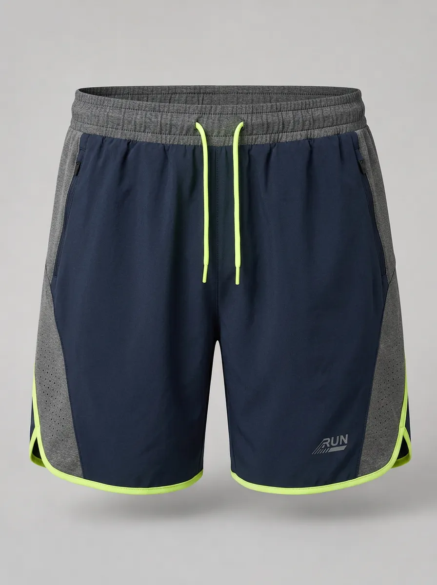 Men's Running Sports Neon Trim Printed Athletic Shorts