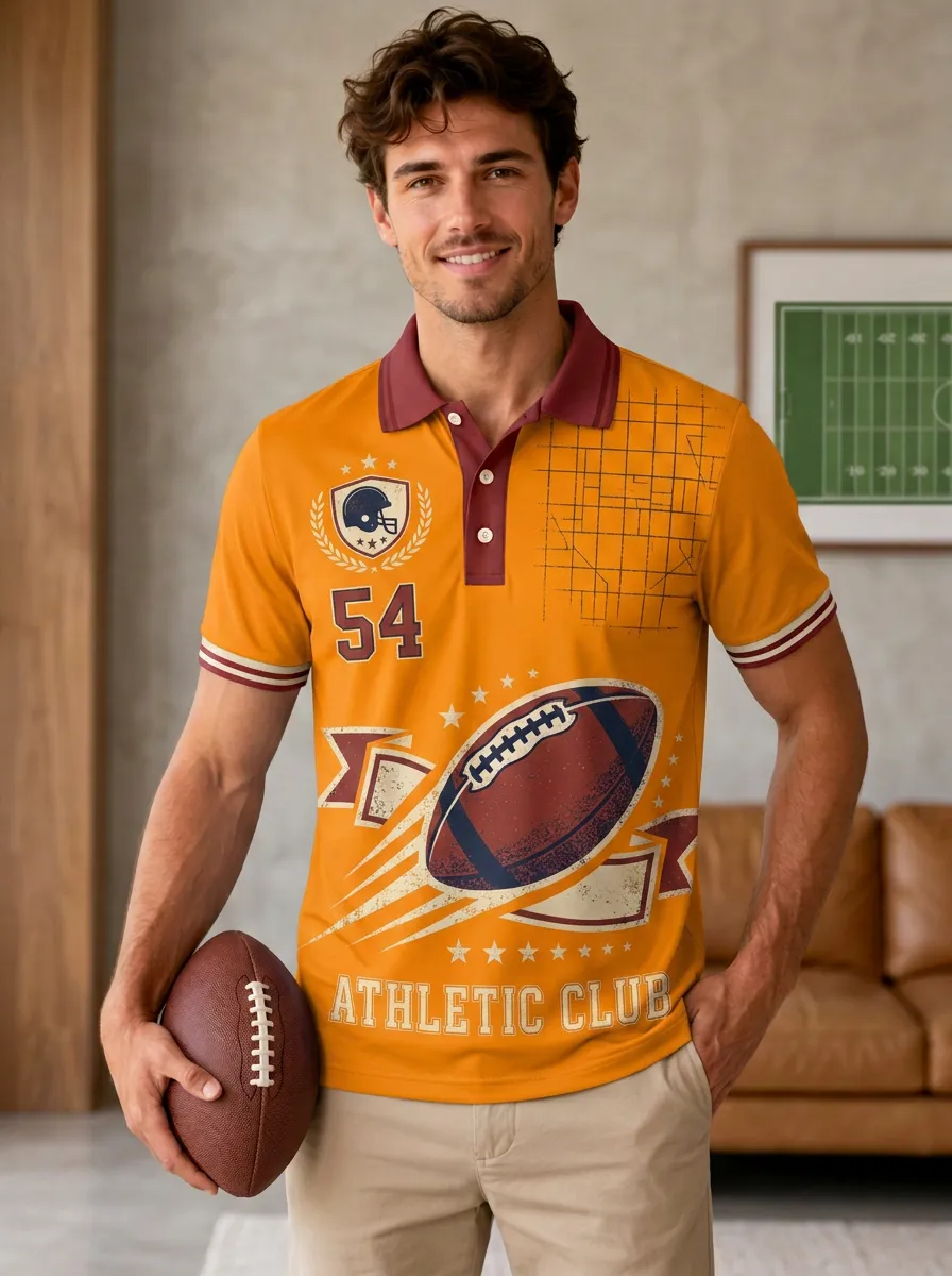 Men's Weekend Gridiron Helmet Graphic Polo Shirt