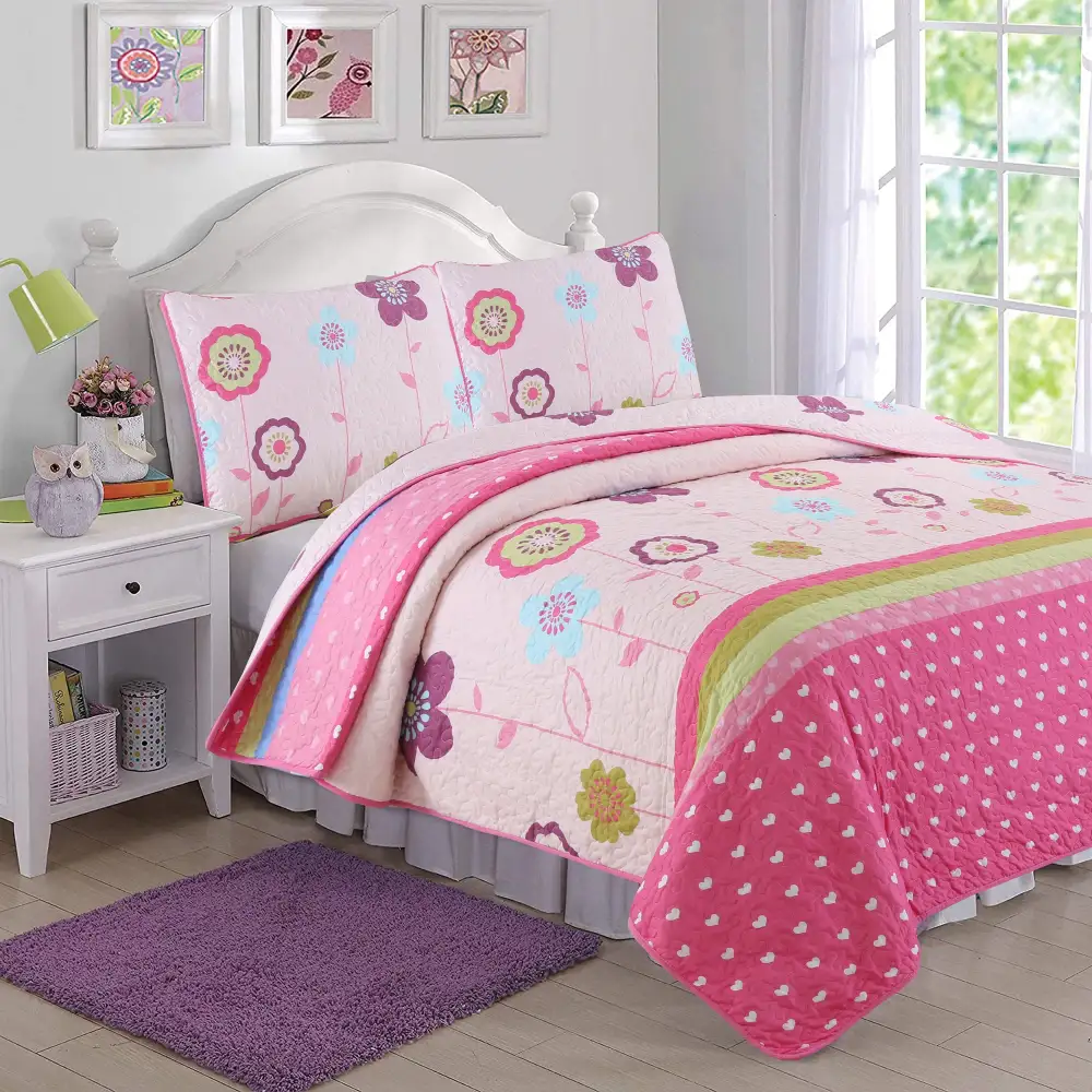 Home Floral Reversible Garden Quilt Bedding Set