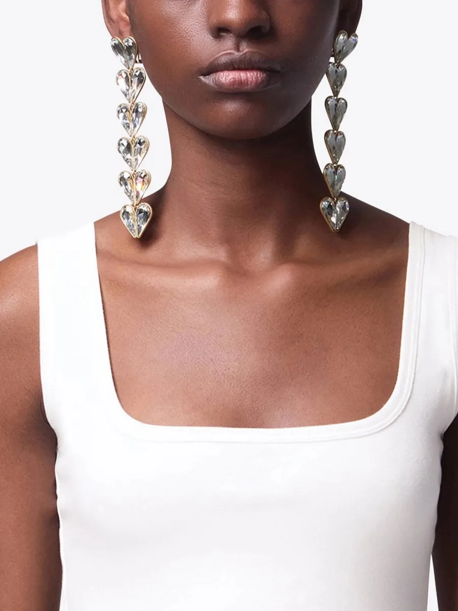 Lila  Crystal Heart Drop Earrings