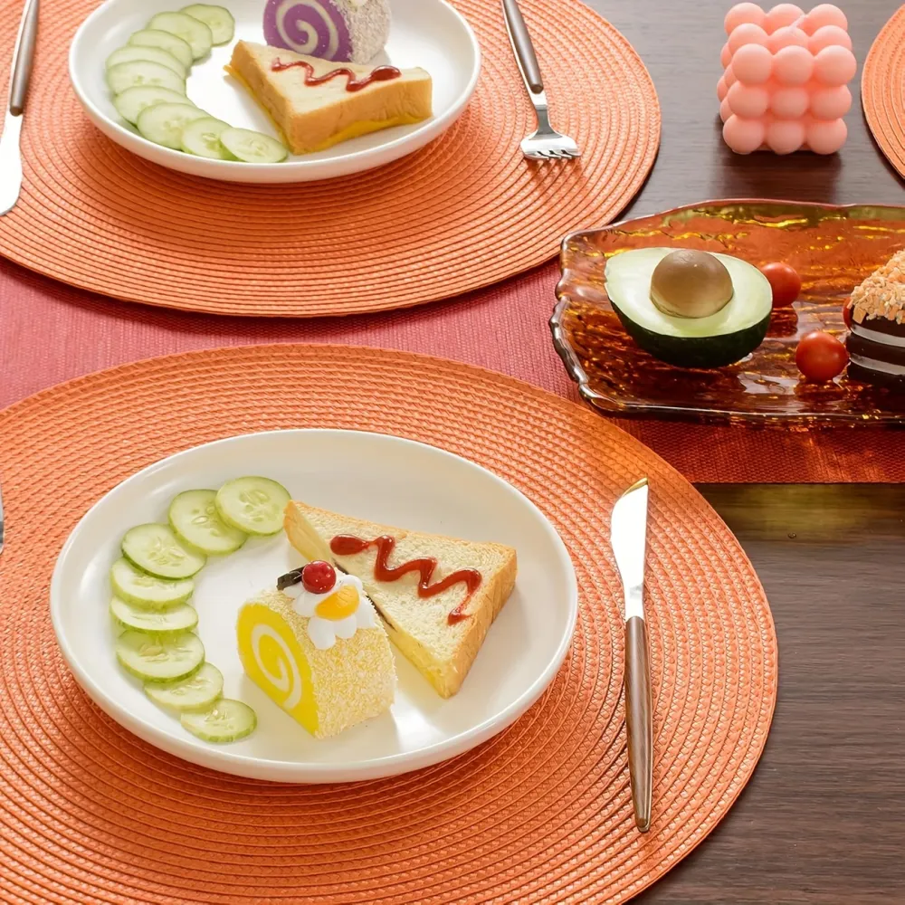 4 Pcs Round Braided Placemats