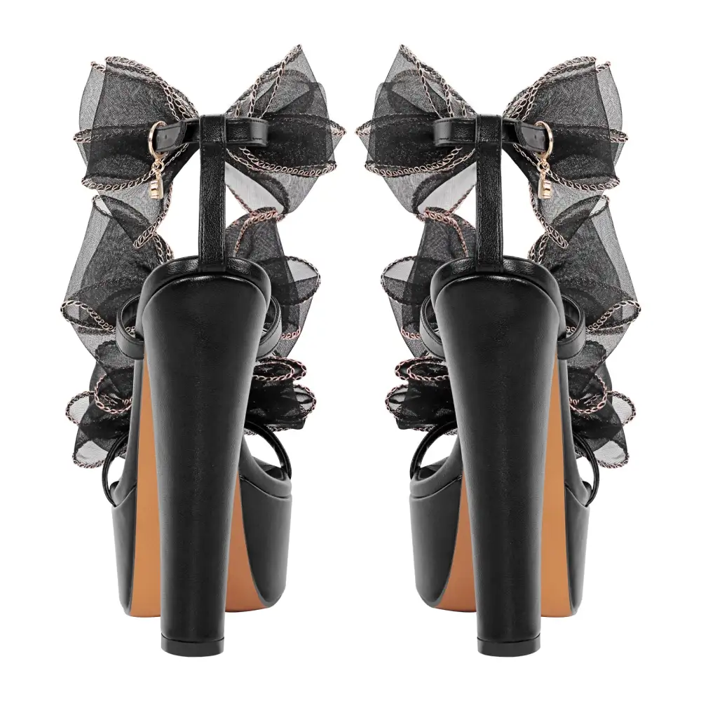 Bow Ankle Strap Chunky Heel Platform Sandals