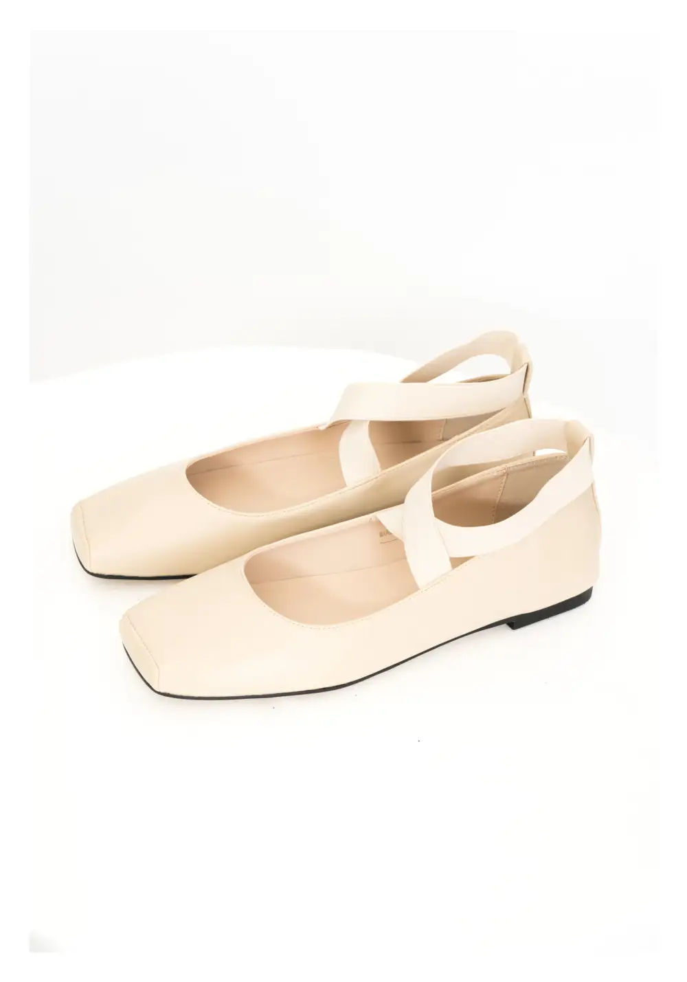 Balanced Faux Leather Square Toe Ballet Flats