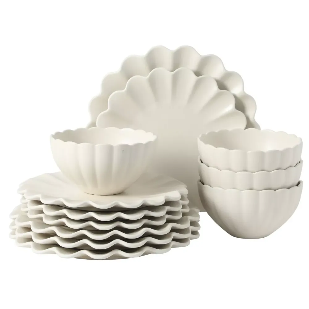 Scalloped Stoneware Dinnerware Set