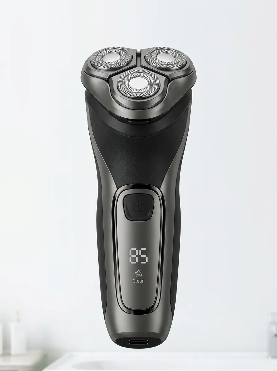 Rotary Triple-Blade LED Display Electric Shaver for Personal Care
