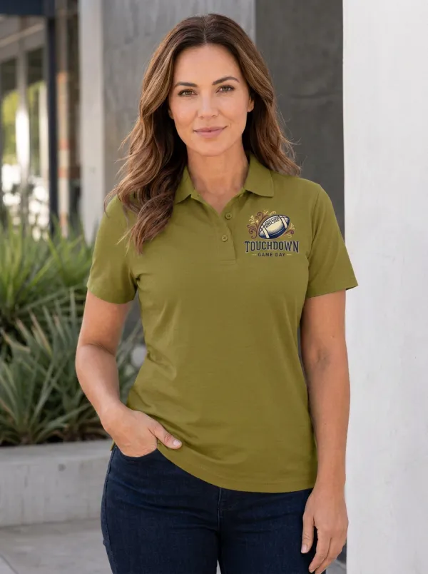 Football Fan Touchdown Game Day Graphic Polo Shirt
