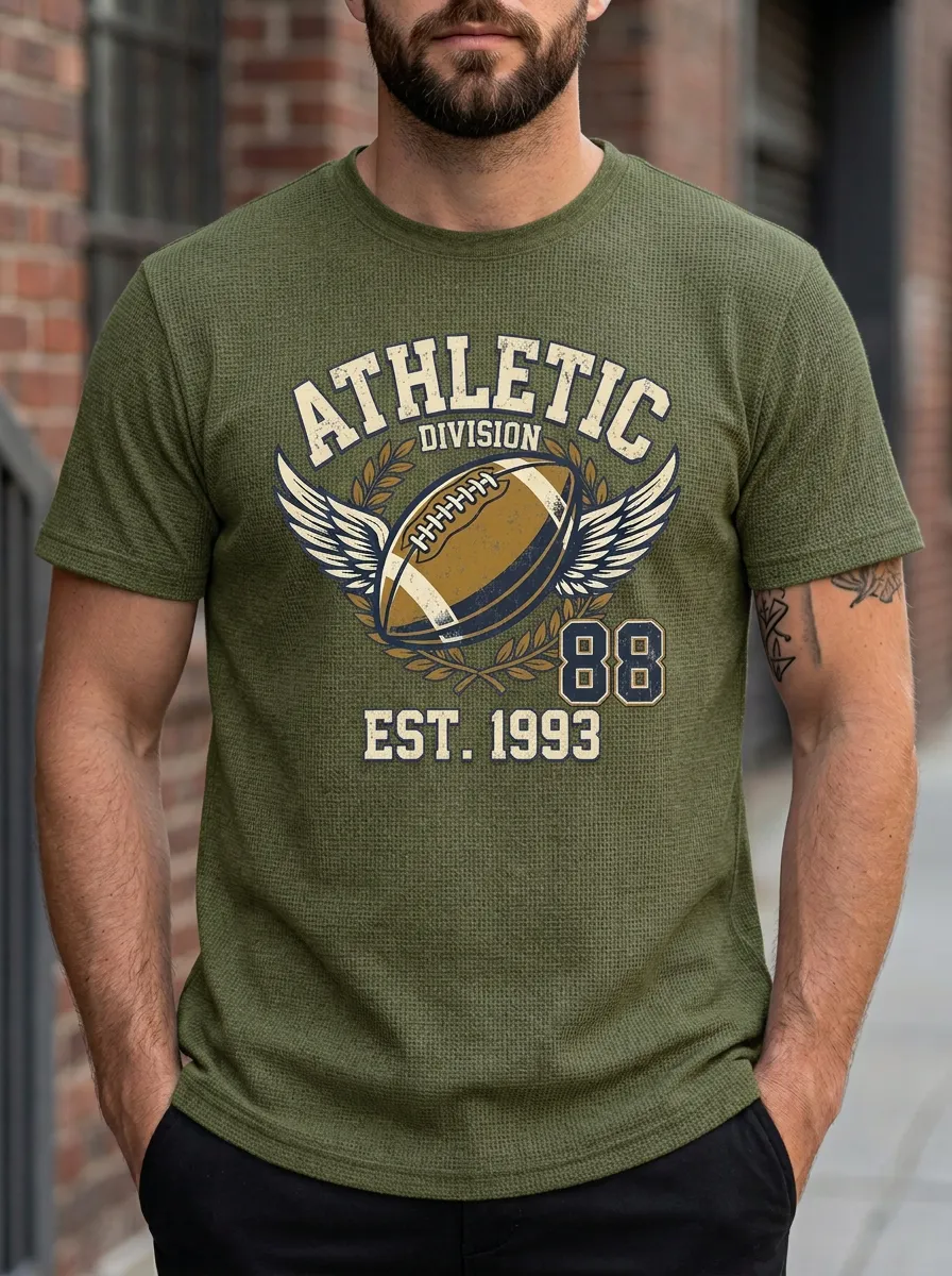 Men's Football Winged Ball Ball Crew Neck Graphic T-Shirt
