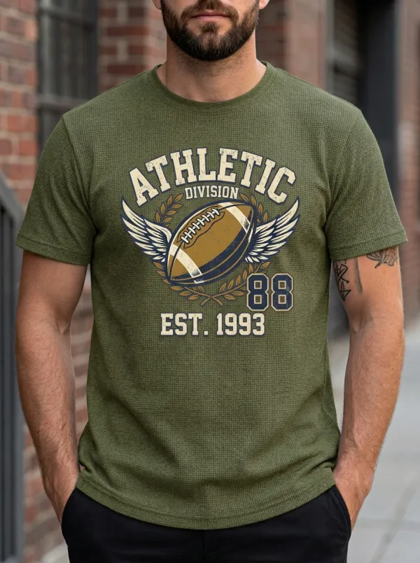 Men's Football Winged Ball Ball Crew Neck Graphic T-Shirt