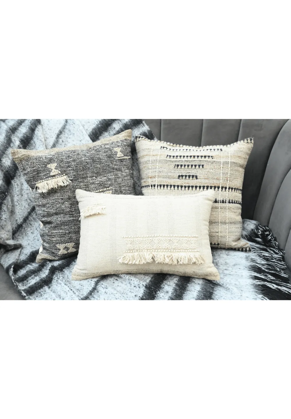 Geometric Textured Wool Decorative Cushion Cover