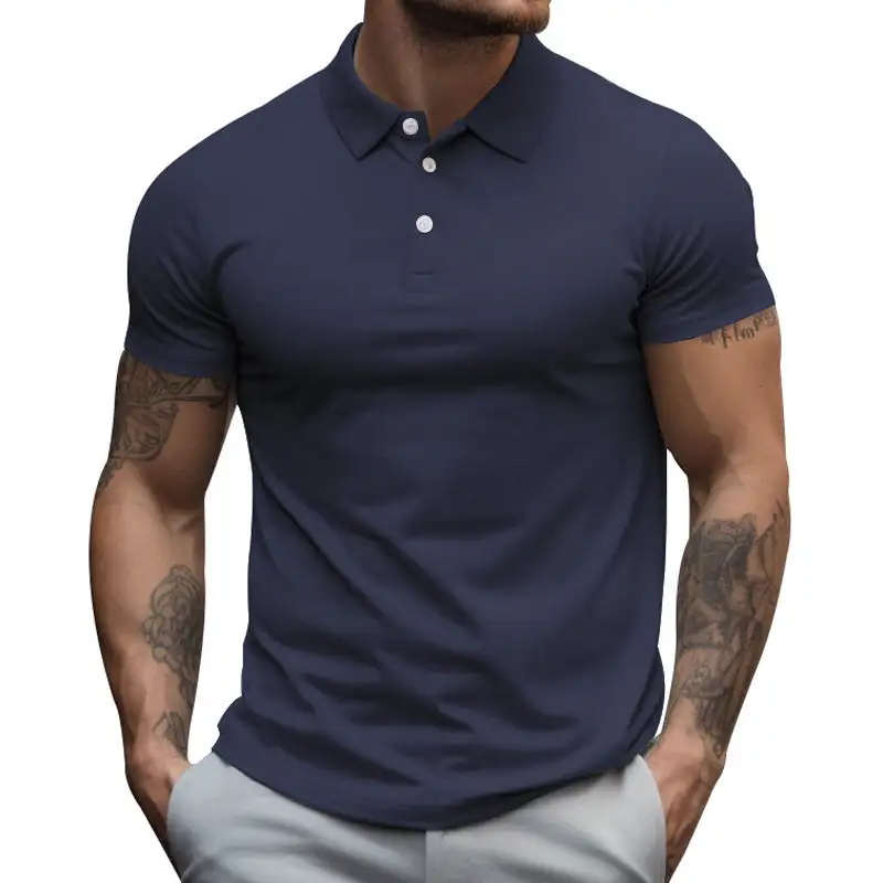 Button Placket Slim Fit Fitted Polo Shirt