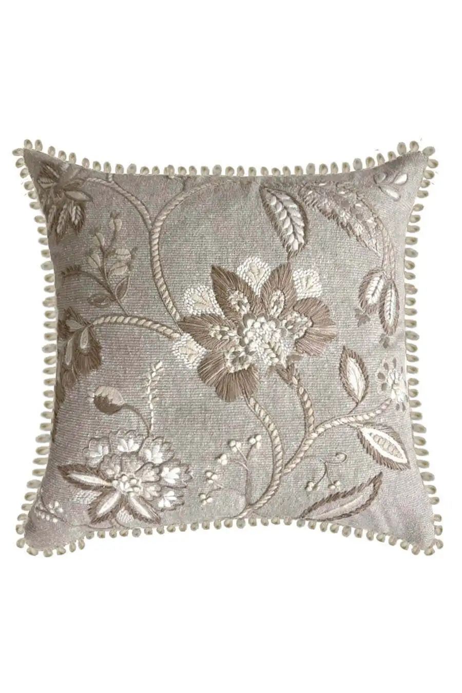 Refined Surface Embroidered Cotton Decorative Cushion Cover