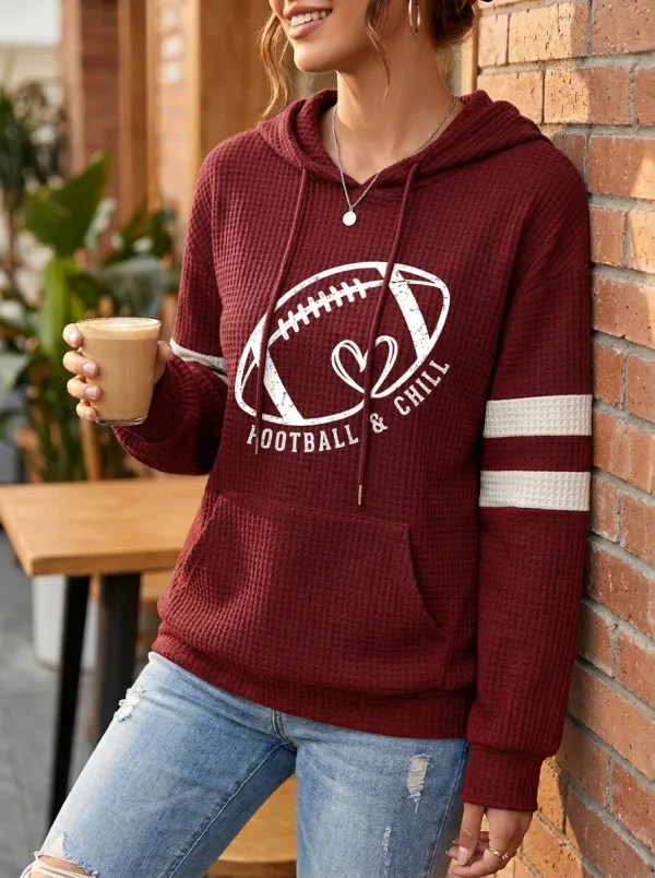 Women's Gridiron Chill Heart Graphic Waffle Hoodie