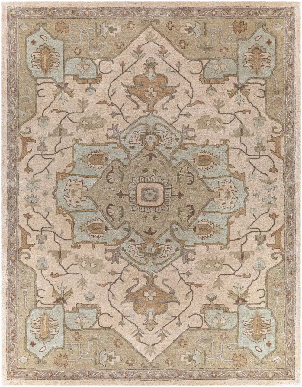 Understated Traditional Hand Tufted Wool Area Rug