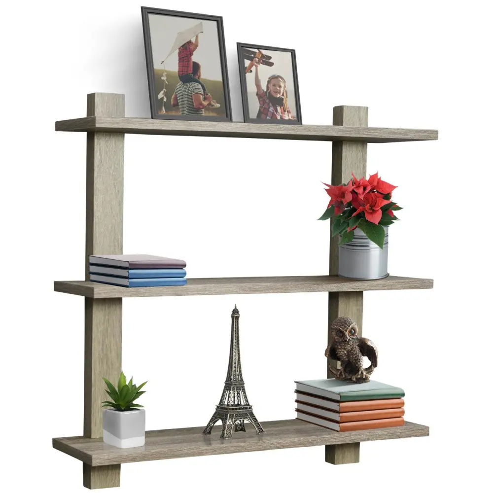 Asymmetric Wood Floating Shelf Tier