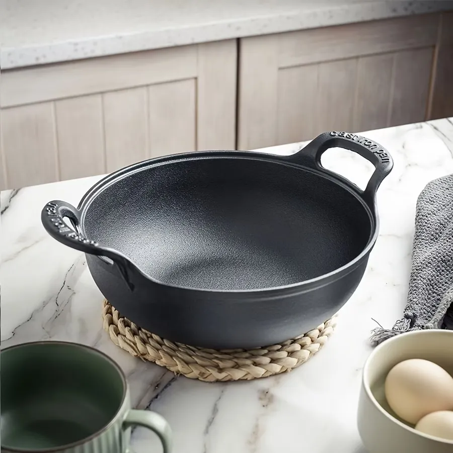 Dual-Handle Cast Iron Skillet