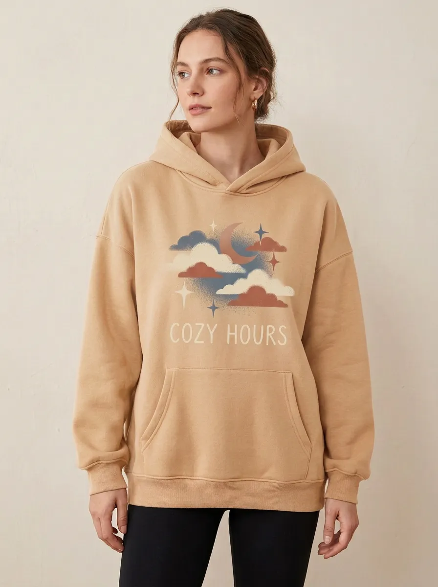 Cozy Hours Moon Clouds Stars Hoodie