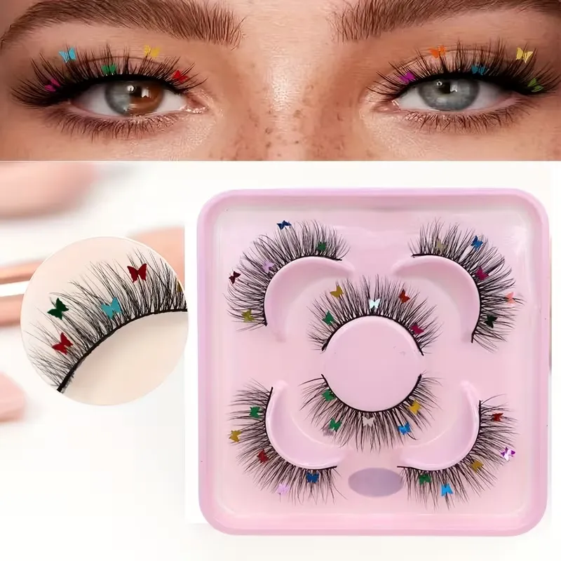 Butterfly-Decor Glitter False Eyelashes