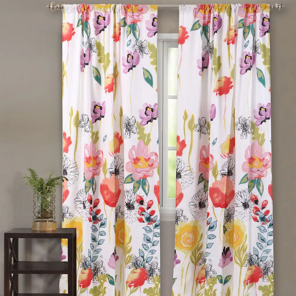Relaxed Polyester Watercolor Curtain Panel Pair
