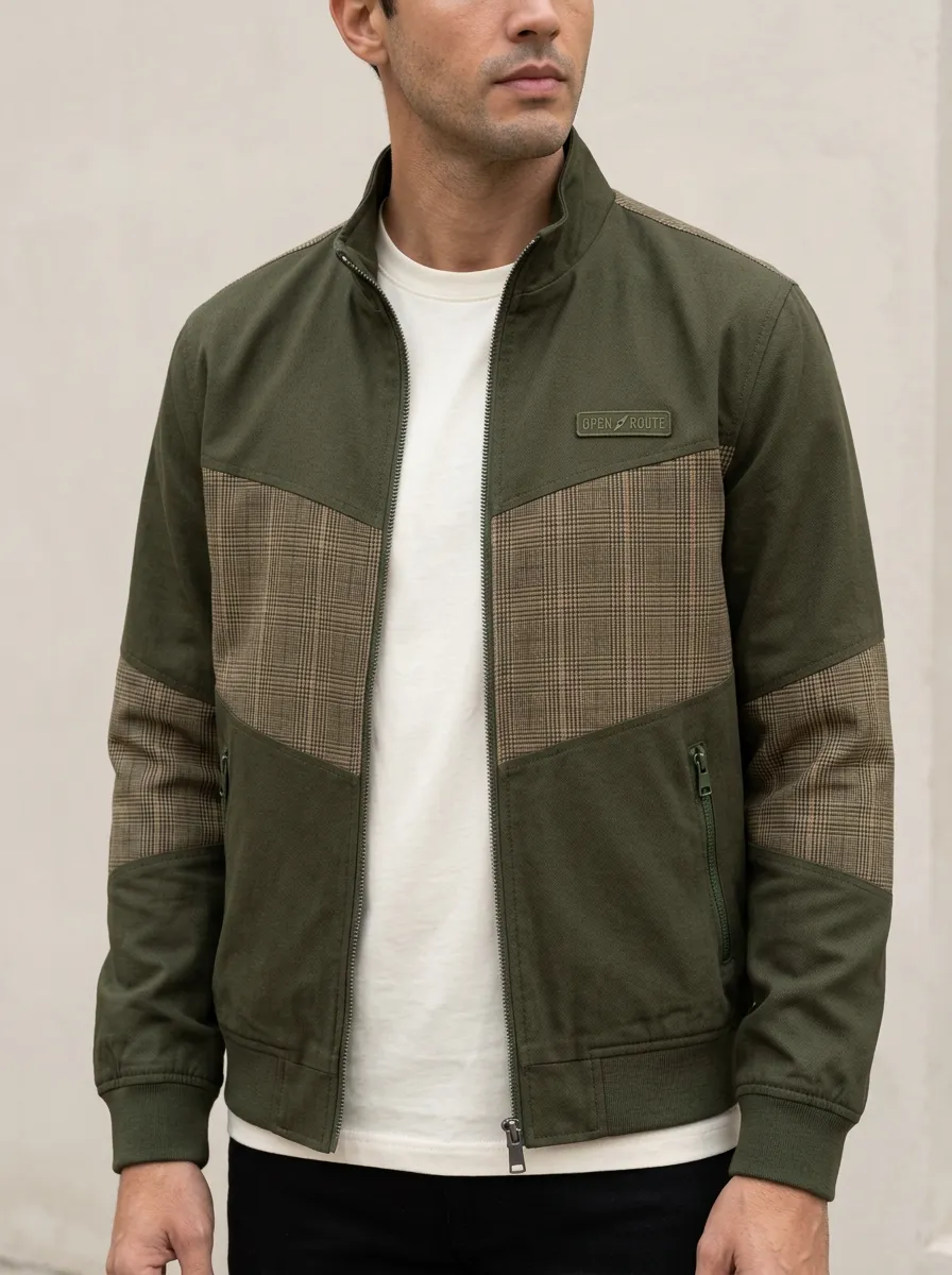 Open Route Plaid Patchwork Jacket