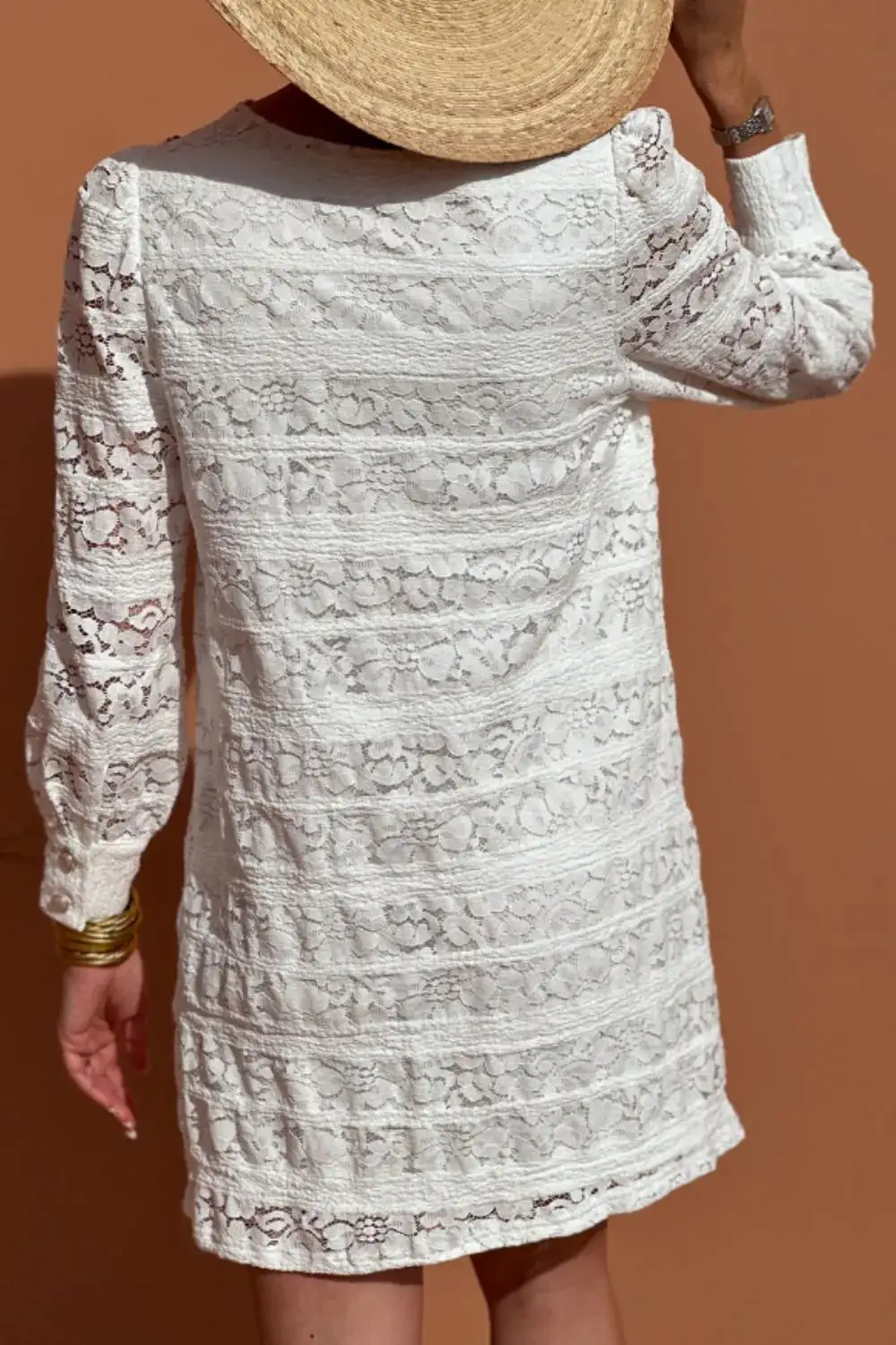 Balanced Detail Lace Long Sleeve Mini Dress