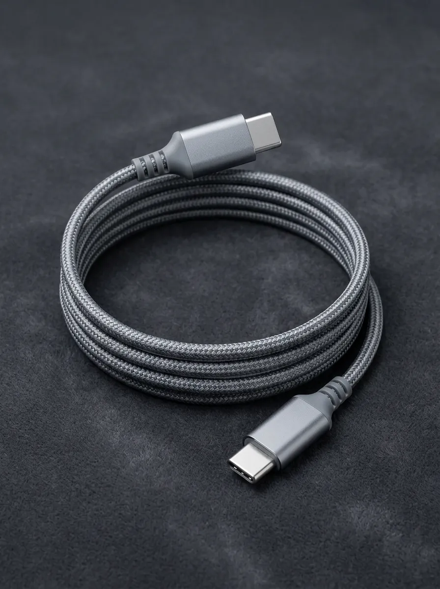 Grey Braided USB-C Mobile Charging Cable